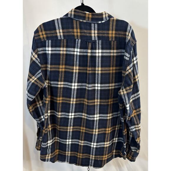 Eddie Bauer Mens Cotton Flannel Long Sleeve Blue Plaid Button Up Shirt XL - Picture 4 of 7